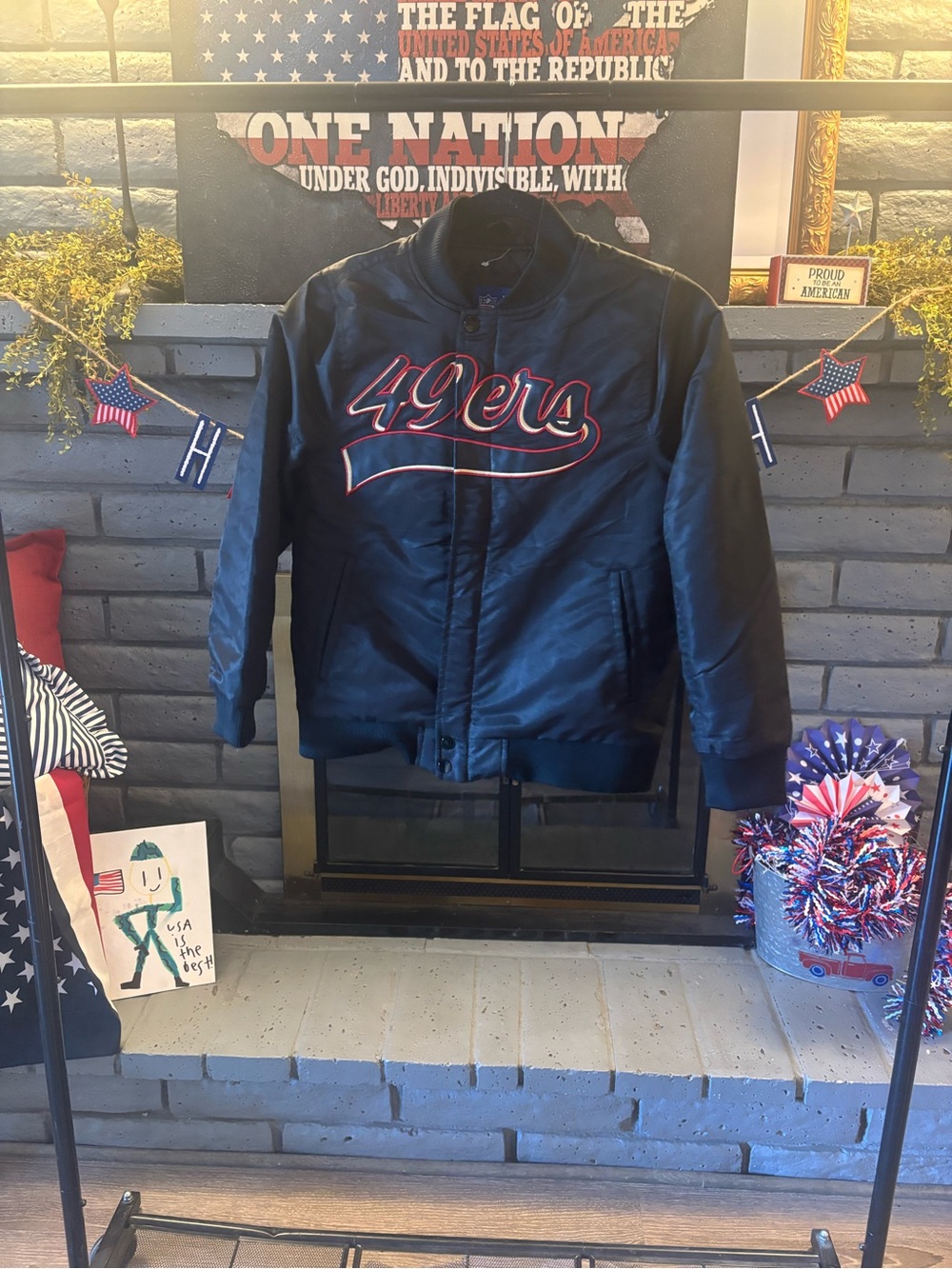 NFL Black 49ers Puffer Jacket with Red Trim